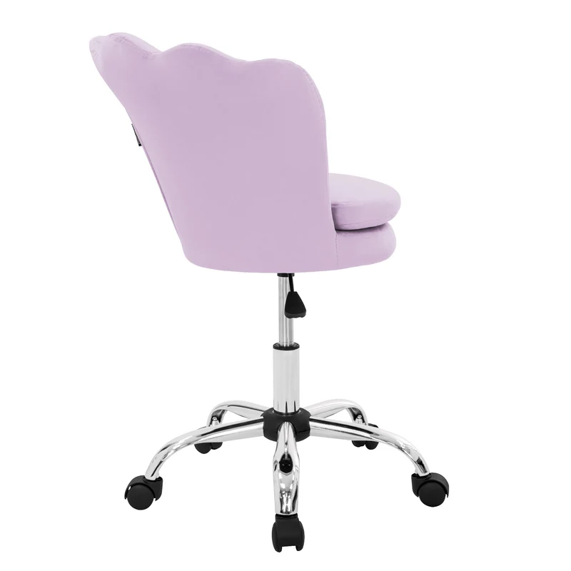 B-Ware Bürostuhl mit Rollen und Rückenlehne Muscheldesign 55x60 cm Lila aus Samt Schminktisch Stuhl ML-Design