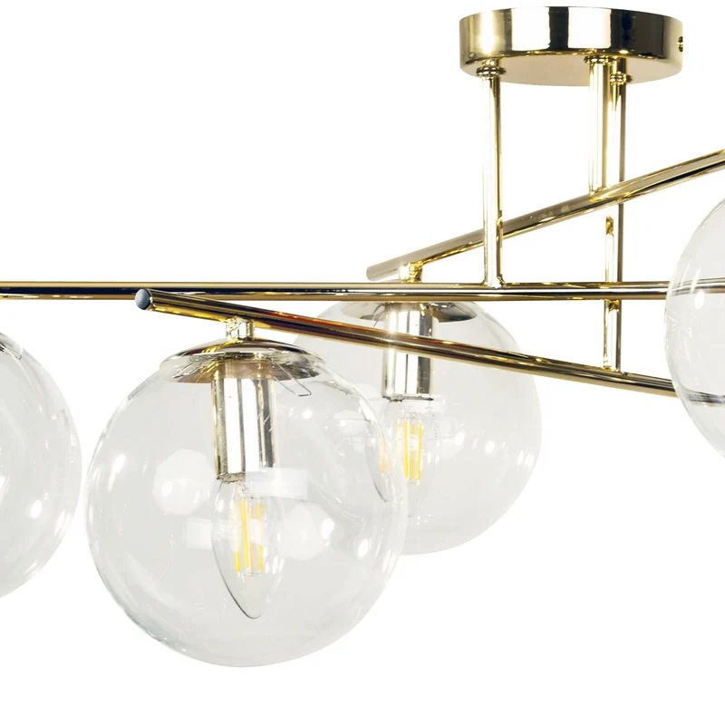 B-Ware Deckenleuchte Zoe Lampe goldfarben Glas Metall 6-flammig Leuchte 72 cm E14 LED