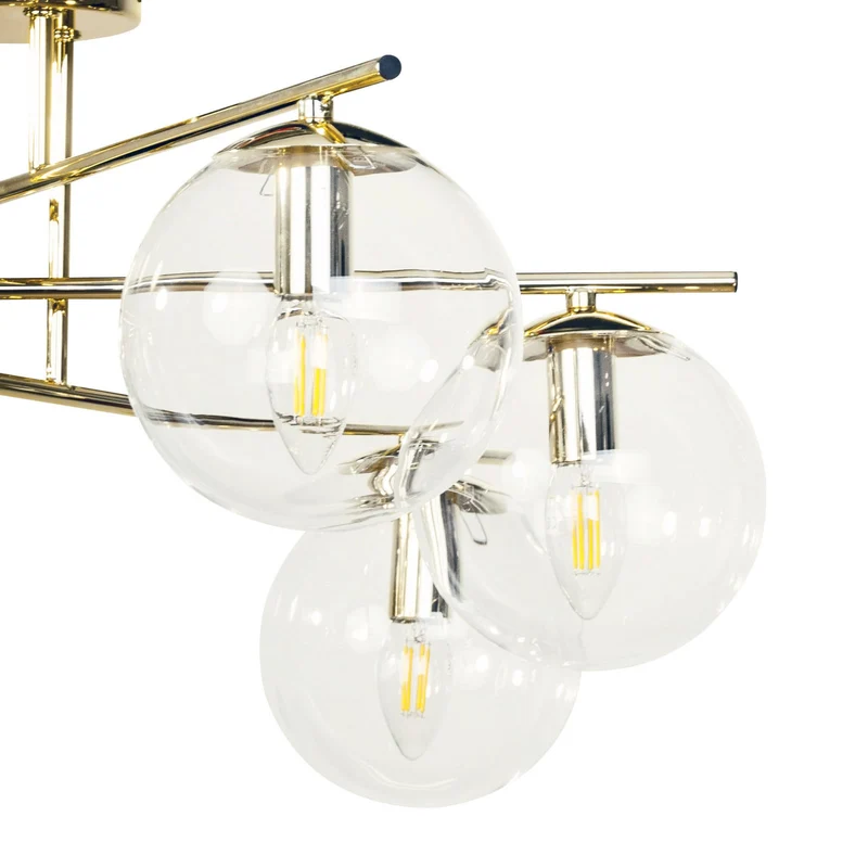 B-Ware Deckenleuchte Zoe Lampe goldfarben Glas Metall 6-flammig Leuchte 72 cm E14 LED