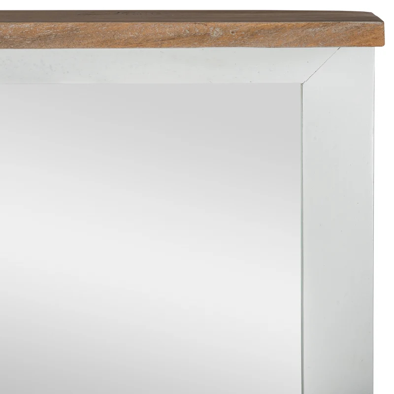 Wandspiegel Natur/Weiß 80x76 cm aus massivem Mangoholz WOMO-Design