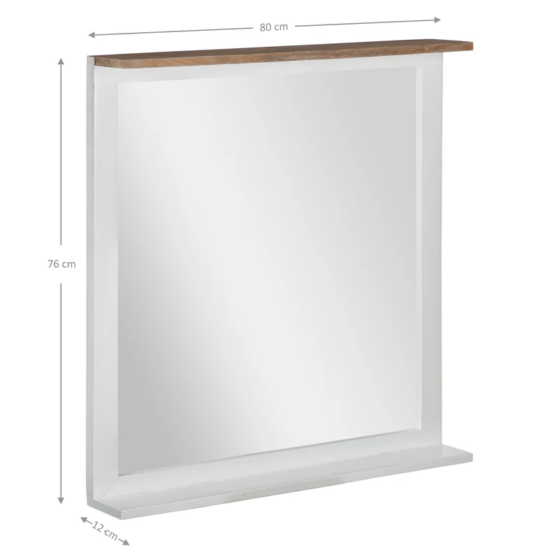 Wandspiegel Natur/Weiß 80x76 cm aus massivem Mangoholz WOMO-Design
