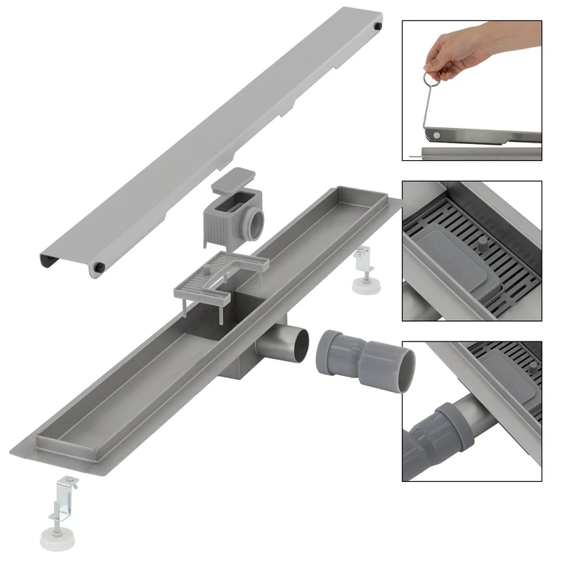 ML-Design Duschrinne geschlossen 80cm Silber aus Edelstahl