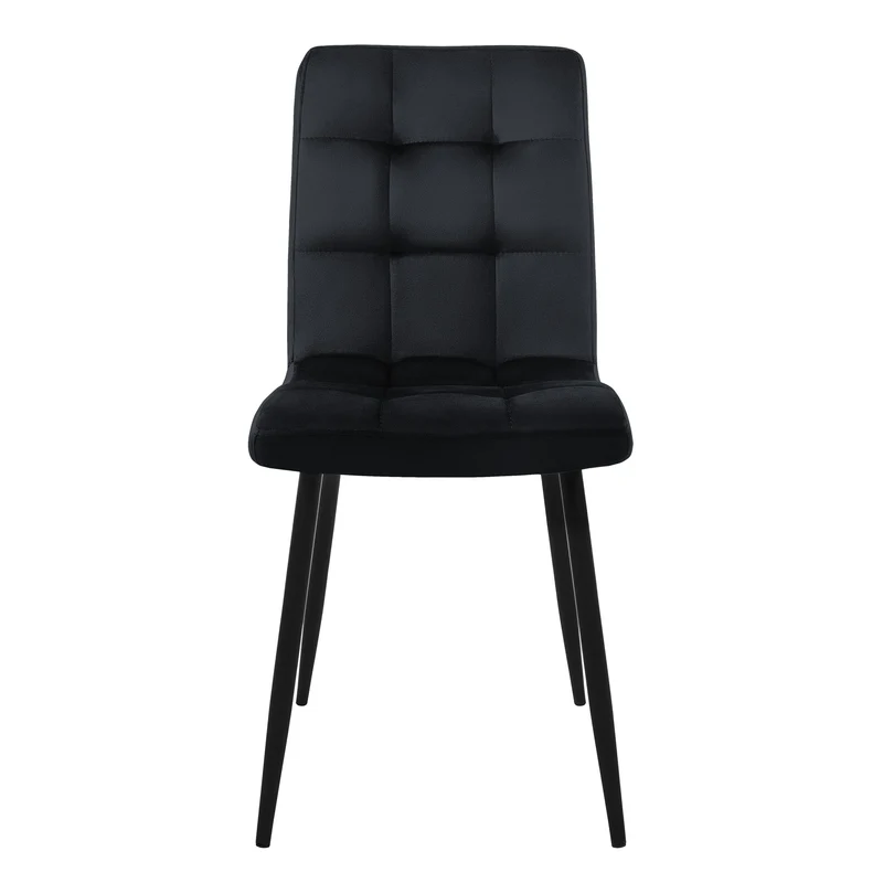 B-Ware Esszimmerstuhl 4er Set Quadrat Steppung Schwarz Samtbezug mit Metallbeinen inkl. Montagematerial ML-Design