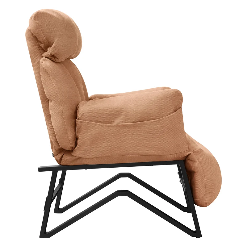 B-Ware Loungesessel mit Armlehnen Braun Relaxsessel mit Leinenbezug ML-Design