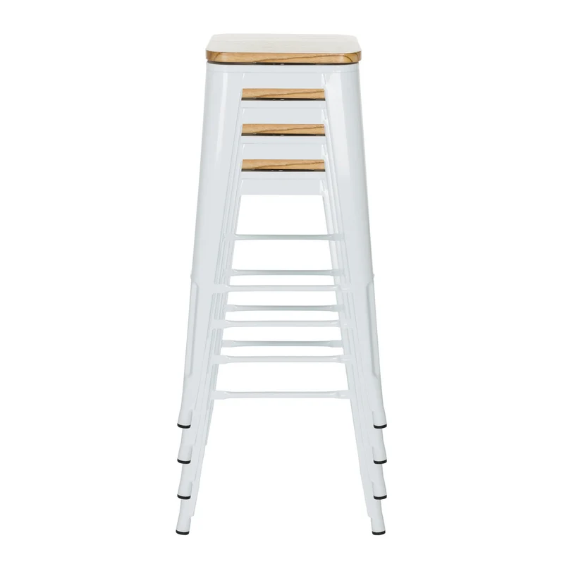 B-Ware hjh OFFICE VANTAGGIO HIGH WS metallic weiß Sitz Echtholz drehbar Barhocker