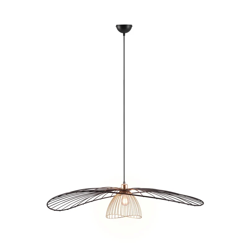 B-Ware Trio Pendelleuchte Hängeleuchte Lauris Lampe Schwarz Metall E27 LED 100 cm