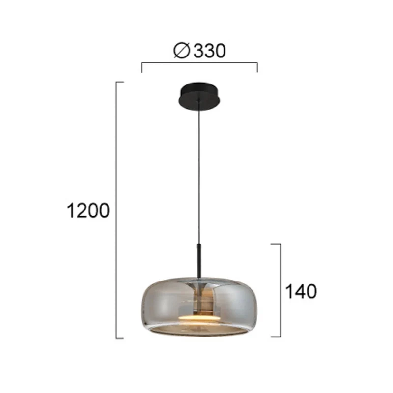 B-Ware Viokef Pendelleuchte Hängelampe LED Glas Metall rauchgrau schwarz Deco 33 cm