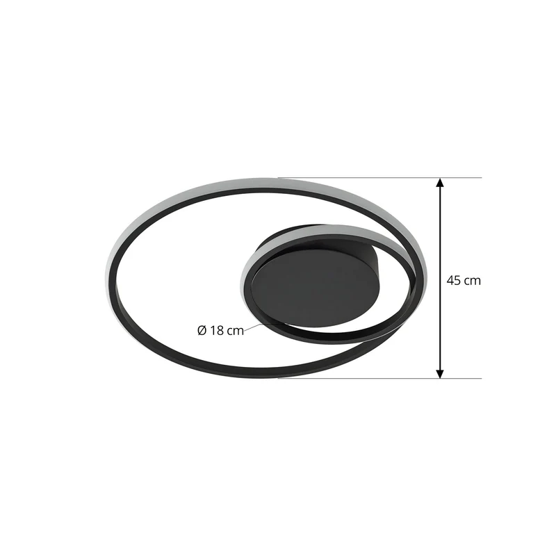 B-Ware Lindby LED Deckenleuchte Lampe Kyron schwarz Aluminium dimmbar Ø45 cm Leuchte