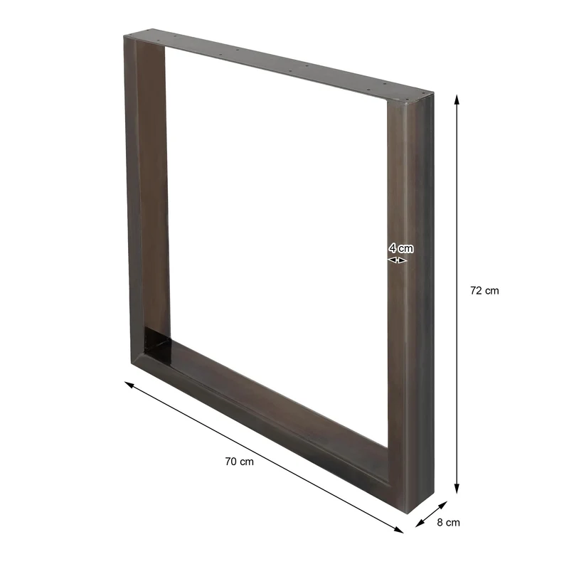 B-Ware Tischbeine Tischgestell 2er Set U-Design 70x72 cm Dunkelgrau aus Stahl