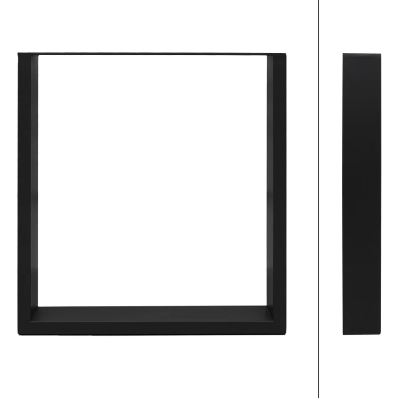 B-Ware Tischbeine Tischgestell 2er Set U-Design 60x72 cm Schwarz aus Stahl