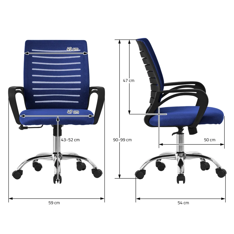 B-Ware Ergonomischer Bürostuhl mit Armlehnen Netzgewebe Blau mit Rollen ML-Design