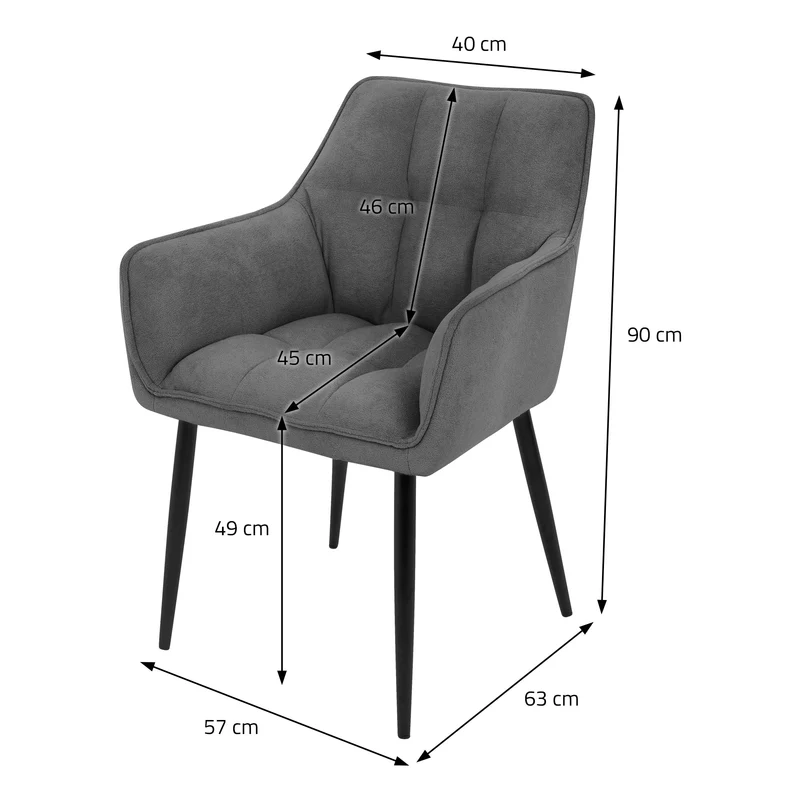 B-Ware Esszimmerstuhl Dunkelgrau aus Frotteestoff mit dickem gepolsterter Sitz ML-Design
