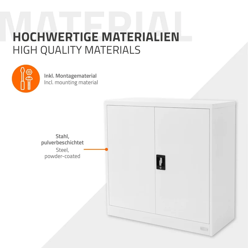 B-Ware Aktenschrank abschließbar 90x40x90 cm Weiß aus Stahl ML-Design