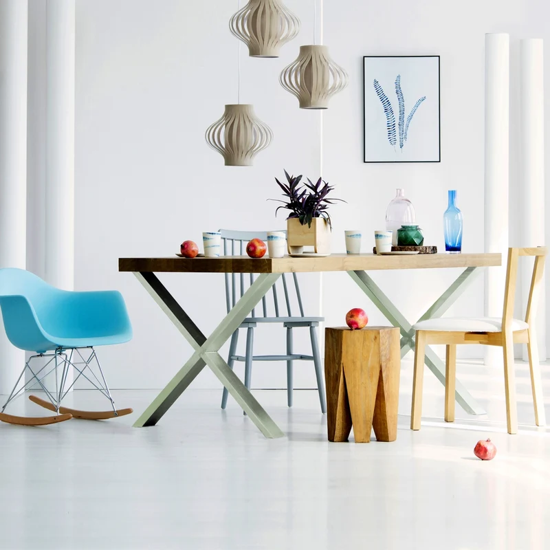 Tischbeine Tischgestell 2er Set X-Design 60 x 72 cm Steingrau aus Stahl ML-Design