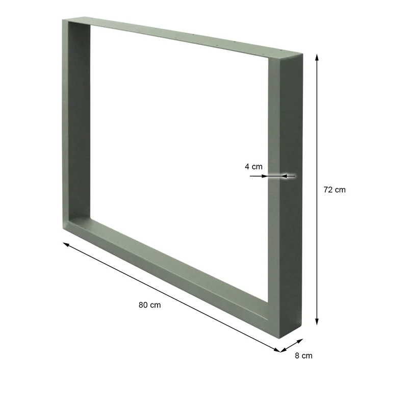 Tischbeine Tischgestell 2er Set U-Design 80 x 72 cm Steingrau aus Stahl ML-Design