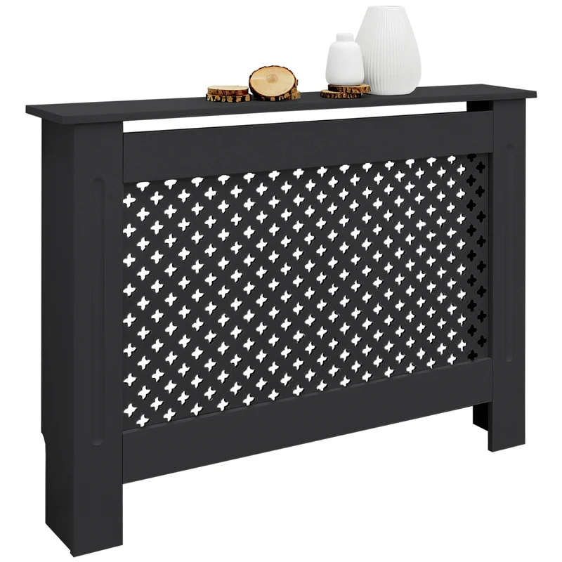 B-Ware Heizkörperverkleidung 112x19x82 cm Raute Anthrazit aus MDF ML-Design