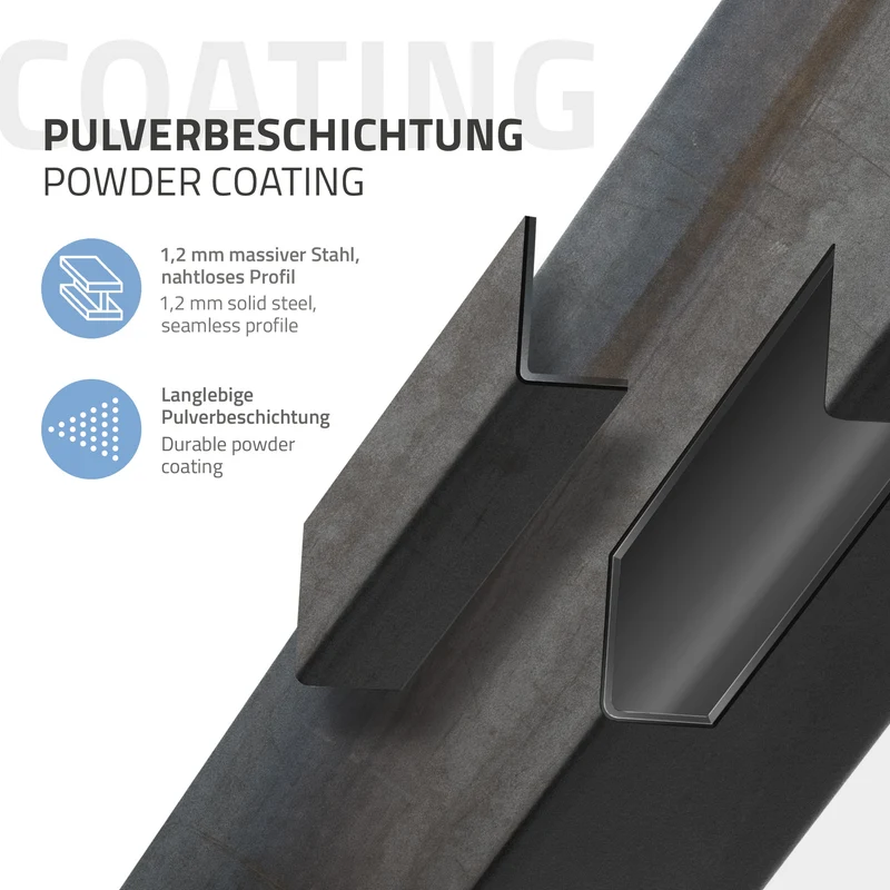 B-Ware 4er Set Möbelbeine 4er Set Tischbeine I-Design 72 cm Industrial Optik Stahl pulverbeschichtet Profil 4x4 cm Höhenverstellbare Möbelfüße 1-4cm