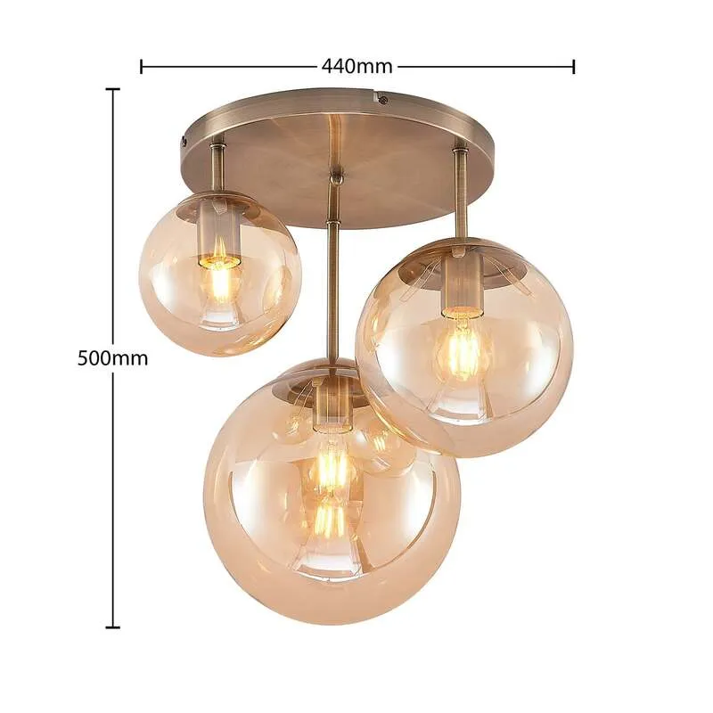 B-Ware Lindby Deckenleuchte Hängeleuchte Teeja LED Lampe 3-flammig amber Ø47cm