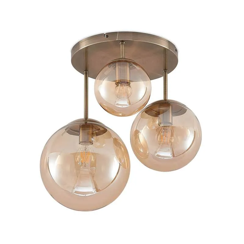 B-Ware Lindby Deckenleuchte Hängeleuchte Teeja LED Lampe 3-flammig amber Ø47cm