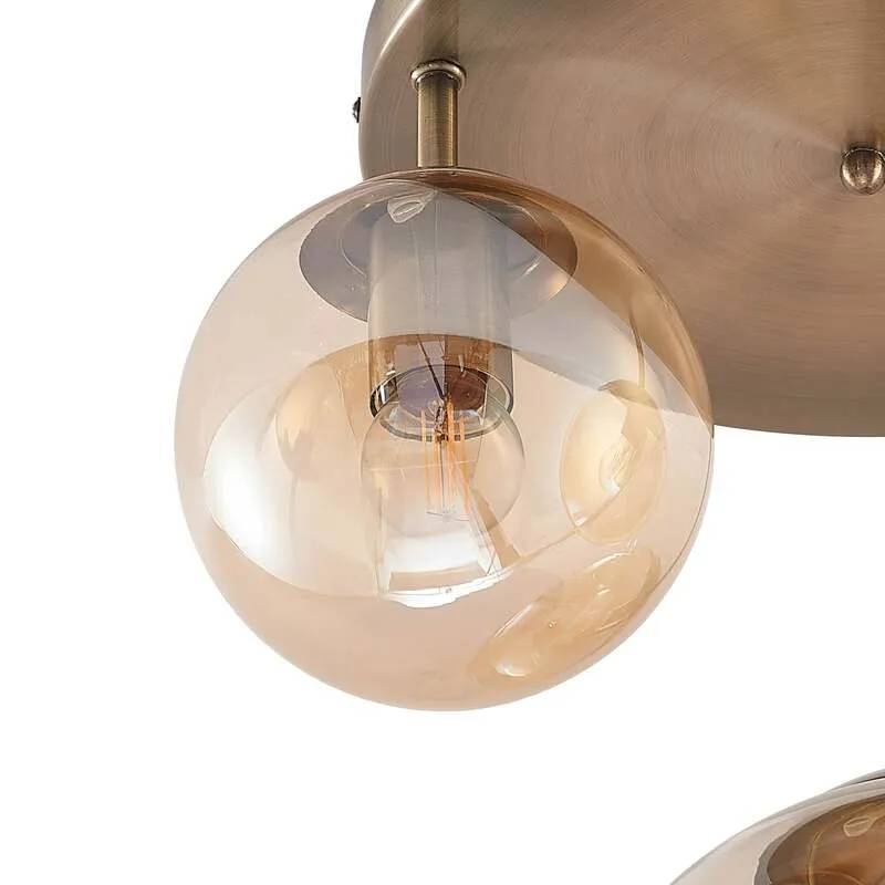 B-Ware Lindby Deckenleuchte Hängeleuchte Teeja LED Lampe 3-flammig amber Ø47cm