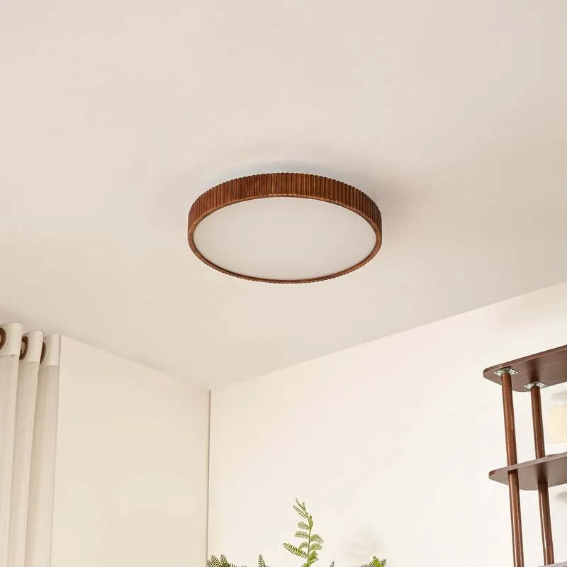 B-Ware Lindby Deckenleuchte Deckenlampe LED Velua Fernbedienung Weiß Holz Dunkel CCT