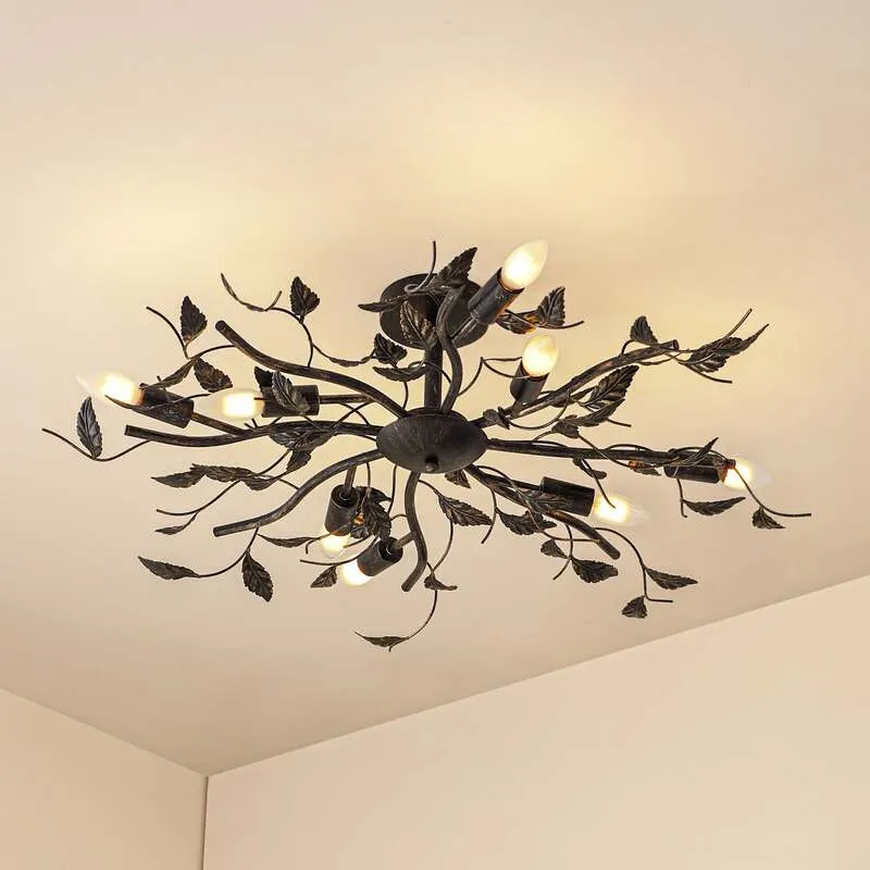 B-Ware Lindby Deckenlampe Deckenlampe Leuchte Yos In Blattoptik, 8 Flammig, Schwarz117