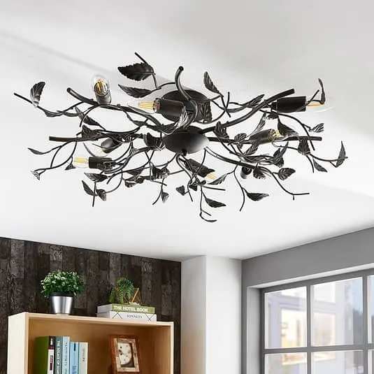 B-Ware Lindby Deckenlampe Deckenlampe Leuchte Yos In Blattoptik, 8 Flammig, Schwarz117