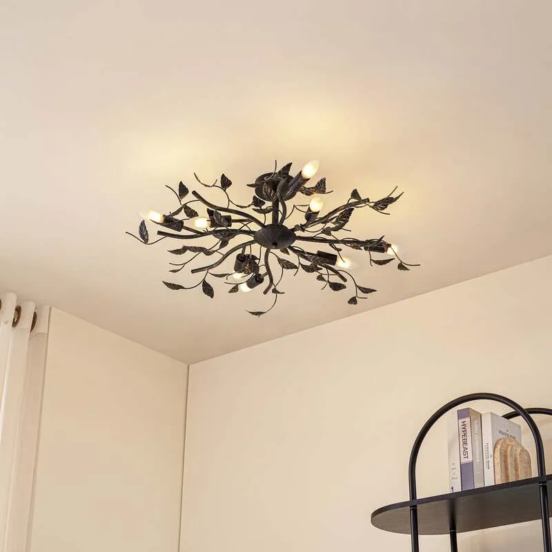 B-Ware Lindby Deckenlampe Deckenlampe Leuchte Yos In Blattoptik, 8 Flammig, Schwarz117
