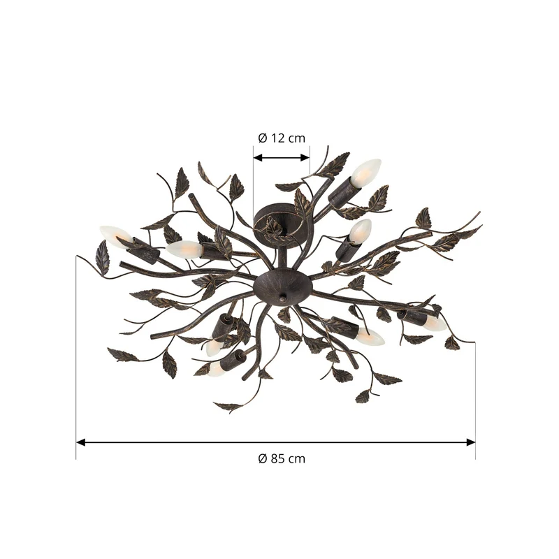 B-Ware Lindby Deckenlampe Deckenlampe Leuchte Yos In Blattoptik, 8 Flammig, Schwarz117