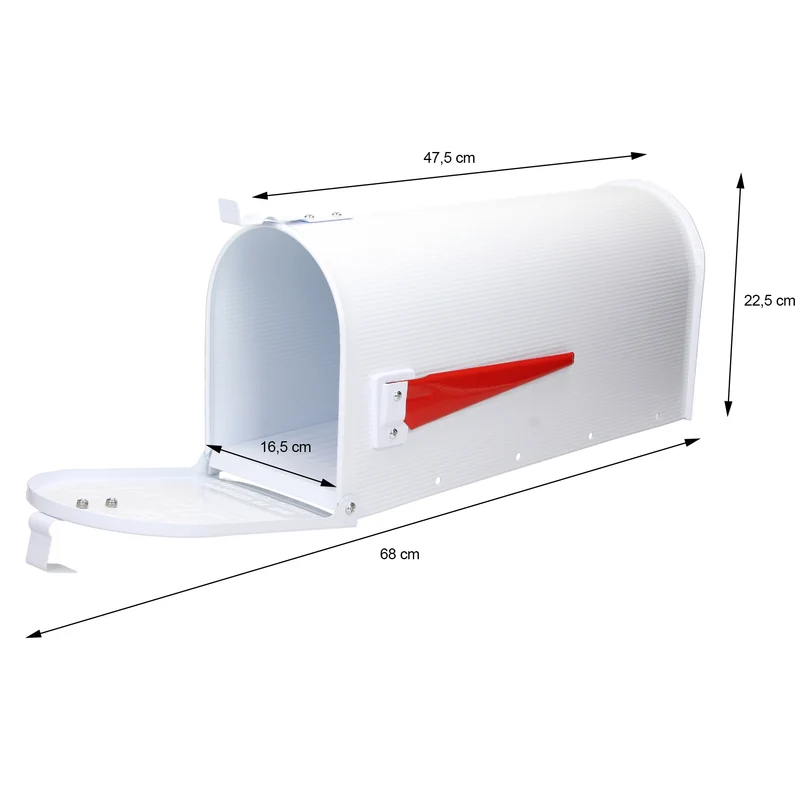 Briefkasten US Mailbox inkl. Wandhalterung Weiß aus Aluminium ML-Design