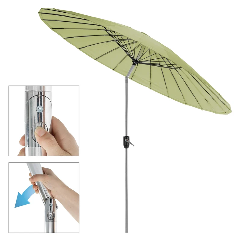 Sonnenschirm Shanghai mit Ständer Ø 270 cm Grün aus Aluminium und Polyester ML-Design