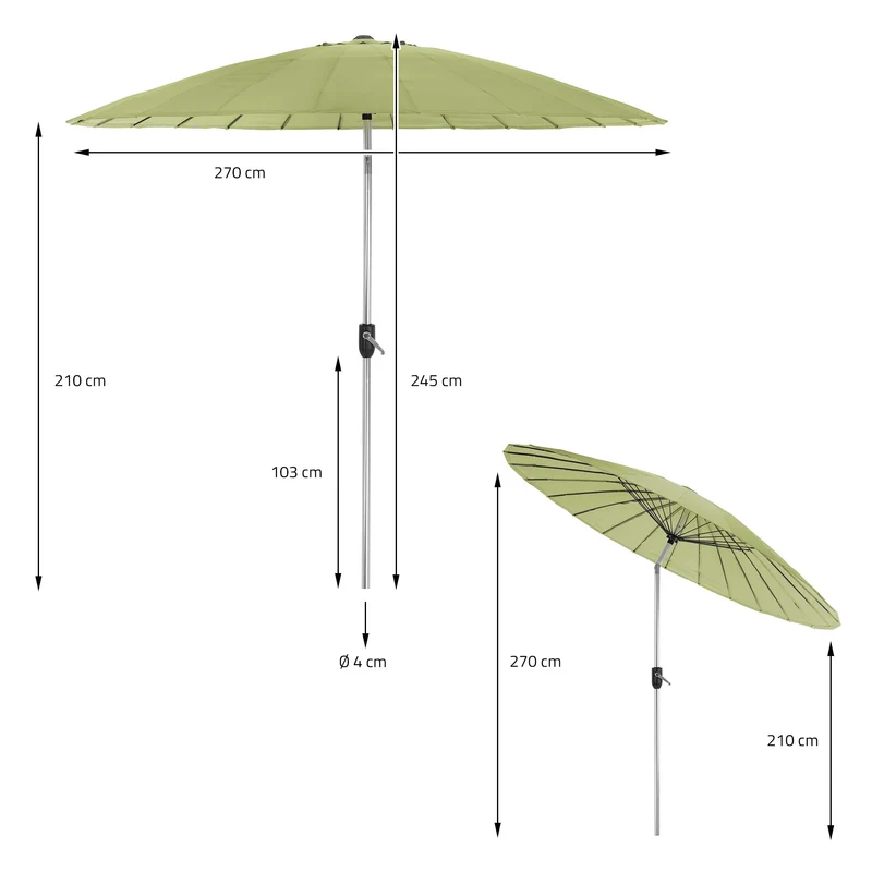 Sonnenschirm Shanghai mit Ständer Ø 270 cm Grün aus Aluminium und Polyester ML-Design