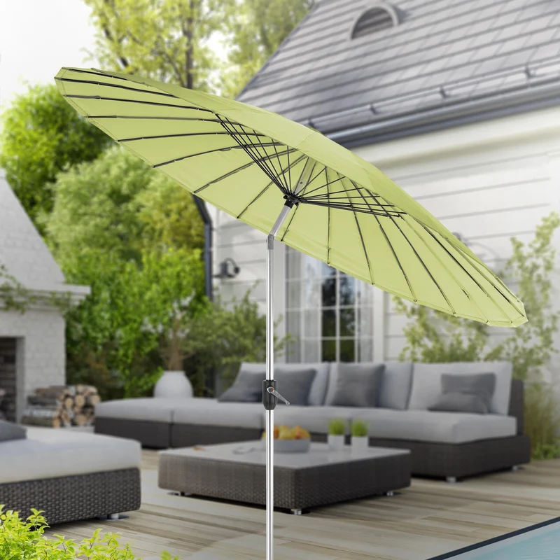 Sonnenschirm Shanghai mit Ständer Ø 270 cm Grün aus Aluminium und Polyester ML-Design