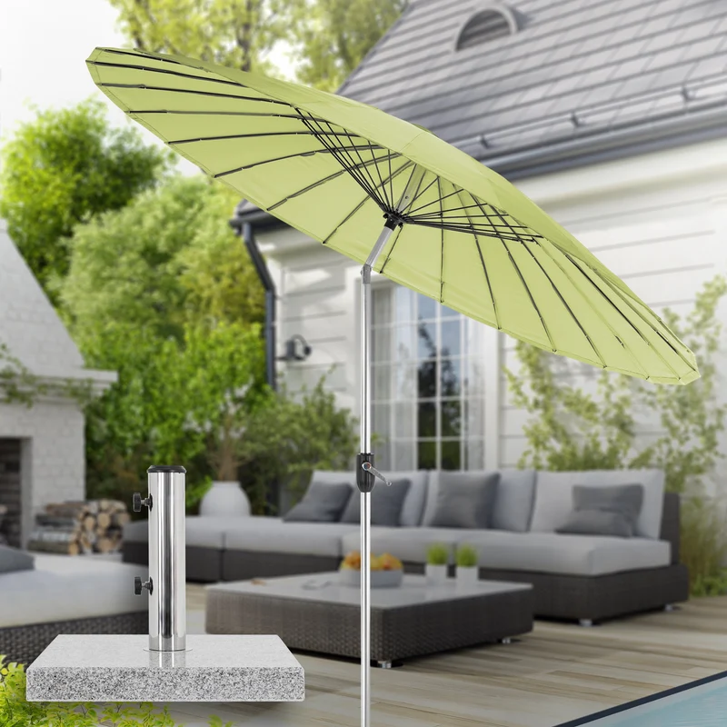 Sonnenschirm Shanghai mit Ständer Ø 270 cm Grün aus Aluminium und Polyester ML-Design