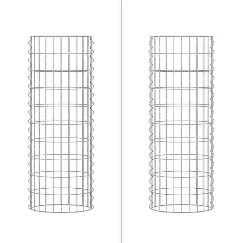 4er Set Gabione Säule rund Ø 35x100 cm Maschenweite 5x10 cm aus verzinktem Stahldraht