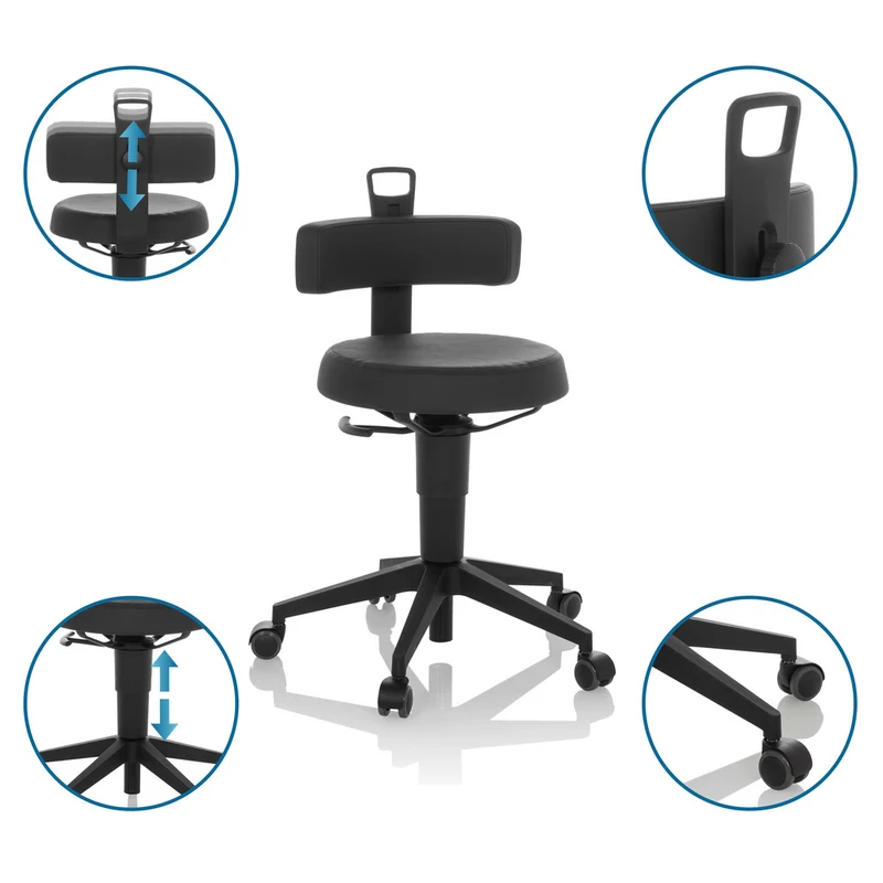 B-Ware hjh OFFICE Arbeitshocker Balancestuhl TOP WORK FLEX PU Kunstleder schwarz
