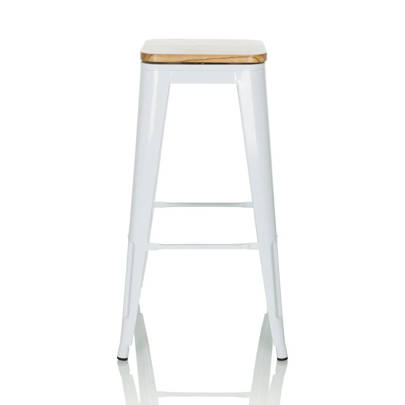 B-Ware hjh OFFICE VANTAGGIO HIGH WS metallic weiß Sitz Echtholz drehbar Barhocker