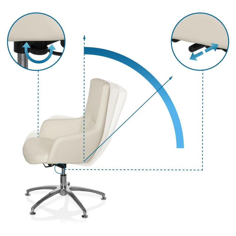 C-Ware hjh OFFICE Loungechair Relaxsessel Bürostuhl Kunstleder cremeweiß SHAKE 300
