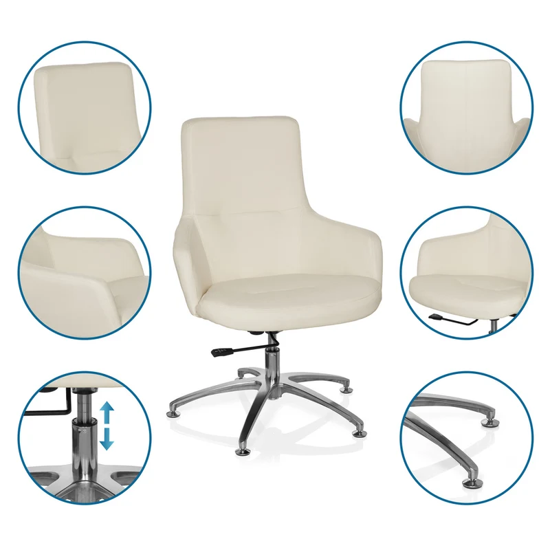 C-Ware hjh OFFICE Loungechair Relaxsessel Bürostuhl Kunstleder cremeweiß SHAKE 300