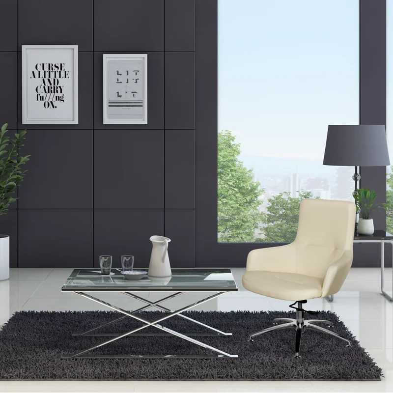 C-Ware hjh OFFICE Loungechair Relaxsessel Bürostuhl Kunstleder cremeweiß SHAKE 300