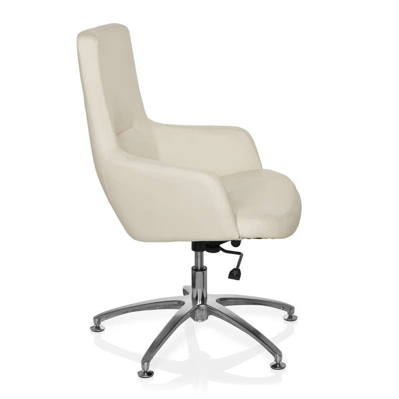 C-Ware hjh OFFICE Loungechair Relaxsessel Bürostuhl Kunstleder cremeweiß SHAKE 300