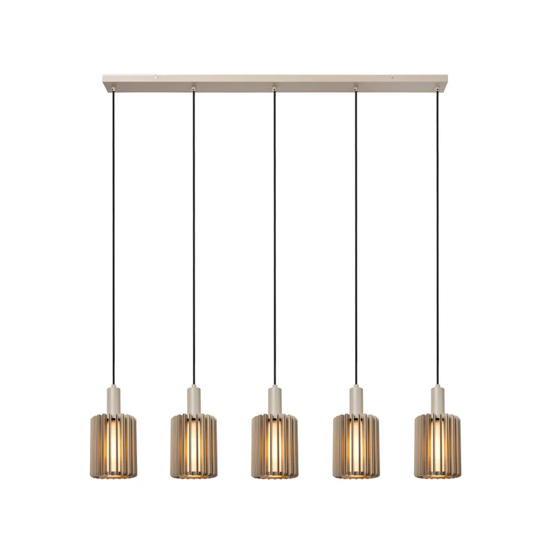 B-Ware Lucide Pendellampe Hängeleuchte Lambres Glas Metall taupe 5-flammig E27 LED