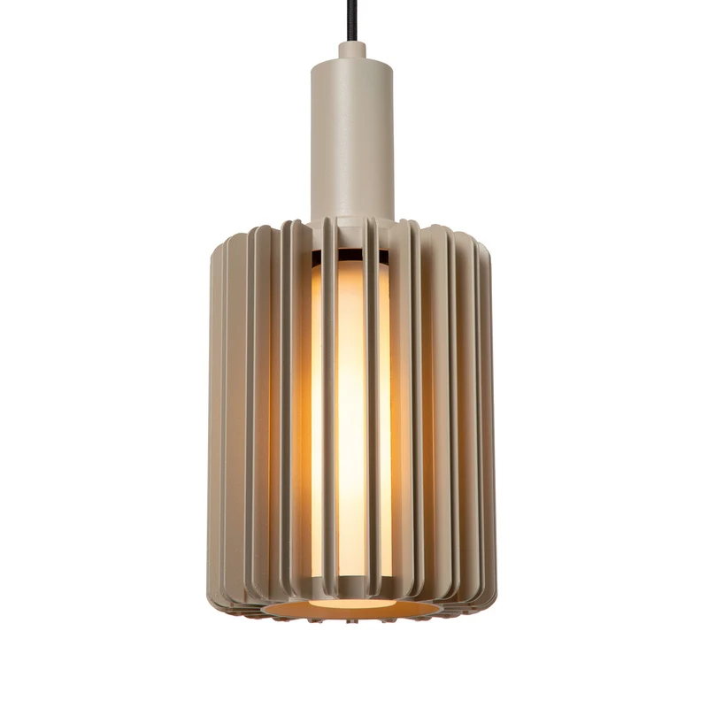 B-Ware Lucide Pendellampe Hängeleuchte Lambres Glas Metall taupe 5-flammig E27 LED