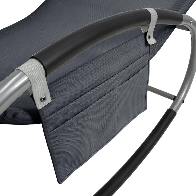 Schaukelliege mit Kopfkissen und Seitentasche Anthrazit aus Polyester und Stahl ML-Design