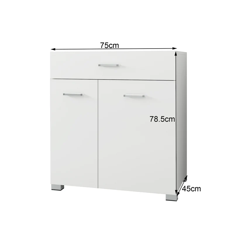 Badezimmerschrank Badschrank mit Wäschekorb 75x37x90 cm in Weiß ML-Design