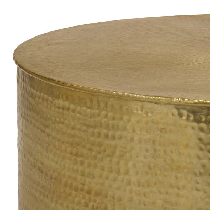 B-Ware Couchtisch Ø 90x46 cm Gold aus Aluminium in Hammerschlag Optik WOMO-Design