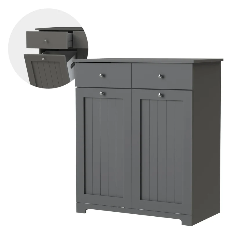 B-Ware Wäscheschrank 75x37x90 cm Grau ML-Design
