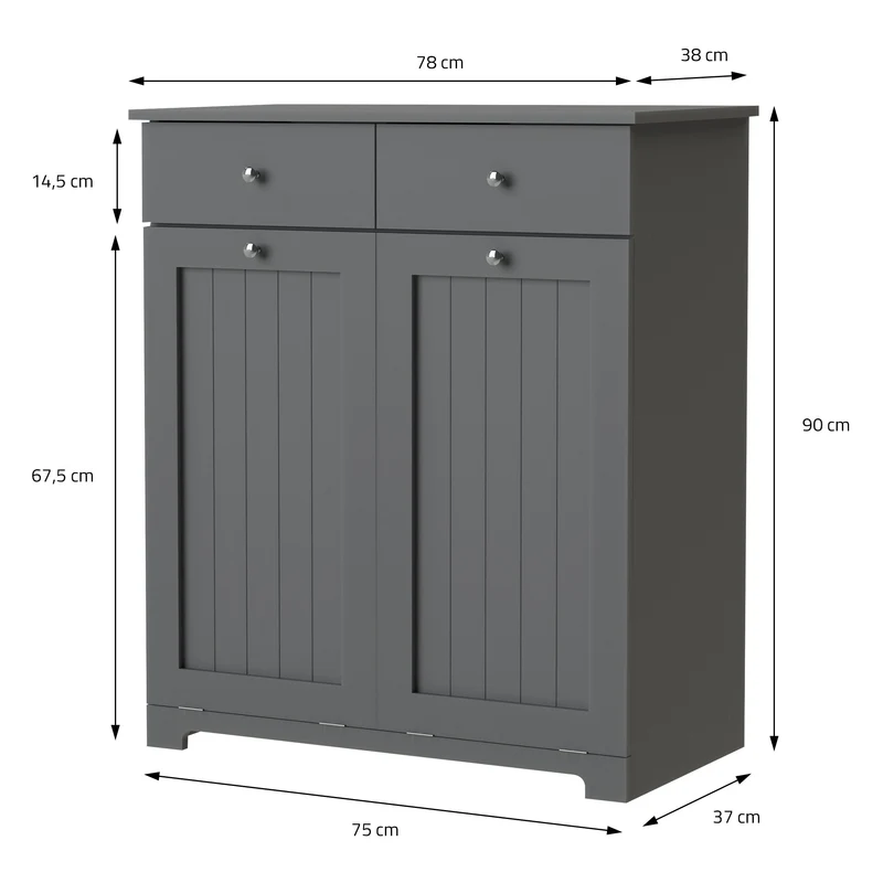 B-Ware Wäscheschrank 75x37x90 cm Grau ML-Design