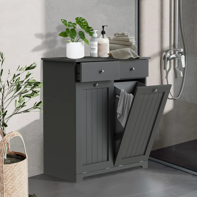 B-Ware Wäscheschrank 75x37x90 cm Grau ML-Design
