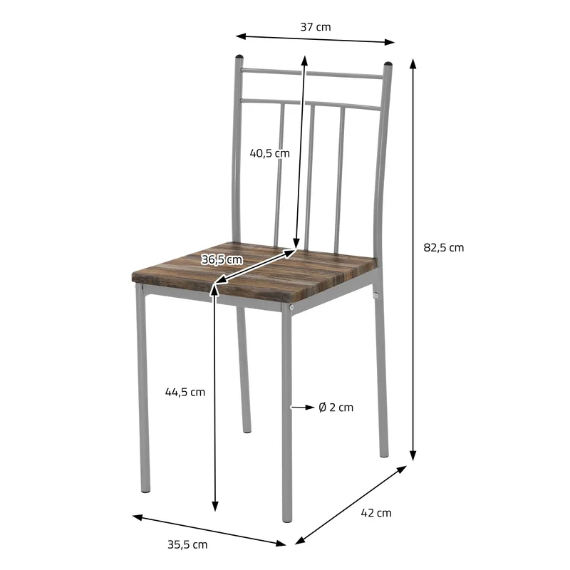 Essgruppe für 4 Personen 5-teilig mit Esstisch und 4 Stühlen Braun aus Holz ML-Design